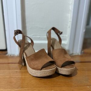 Alice + Olivia Tan Suede Platform Sandals